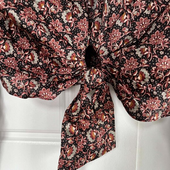 Zara Cropped Retro Long Sleeve Printed Blouse - Picture 2 of 6